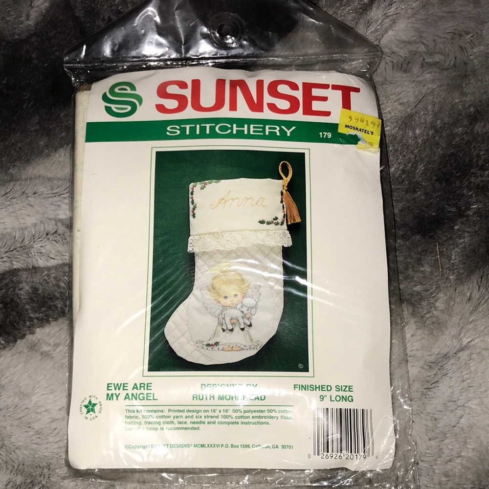 Sunset stitchery Ewe are my Angel designed by Ruth Morehead vintage kit